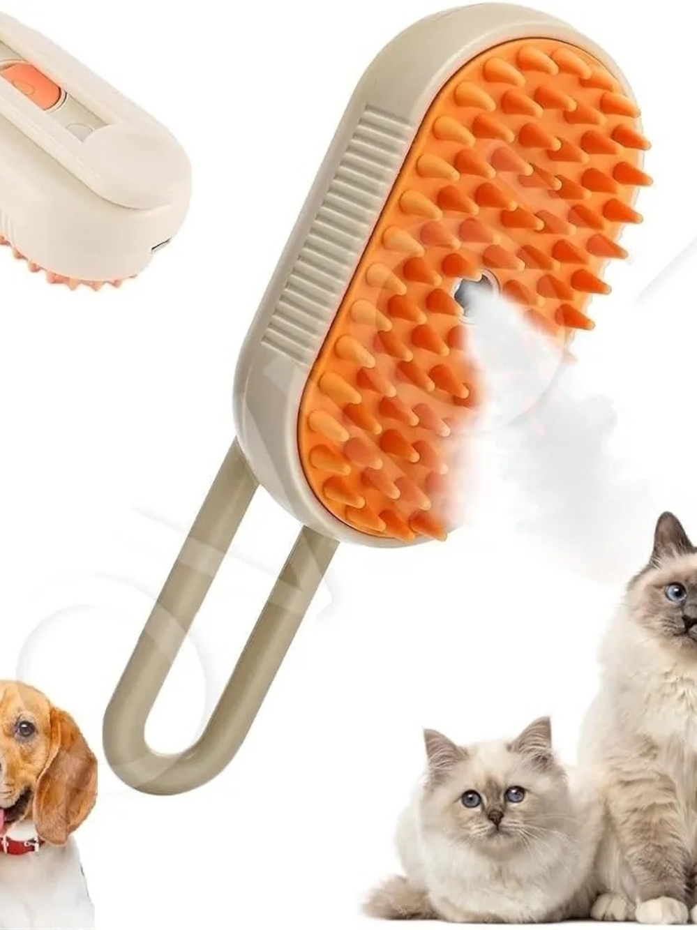 Ovi Silicone Pet Brush in Beige and Orange